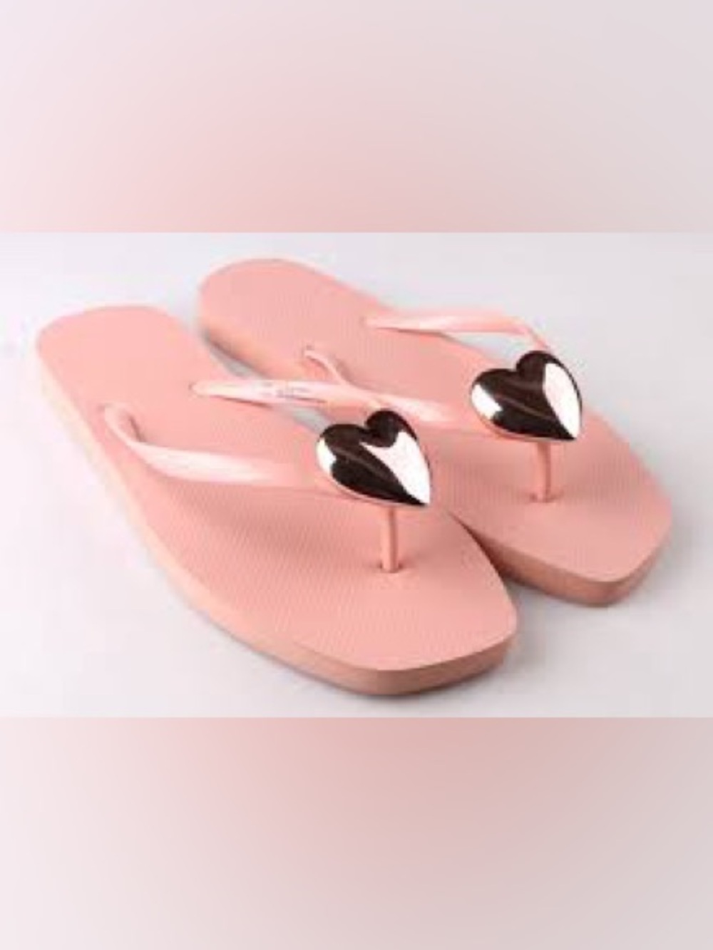 Shade & Shore Pink Flip Flops with Metallic Heart Accent